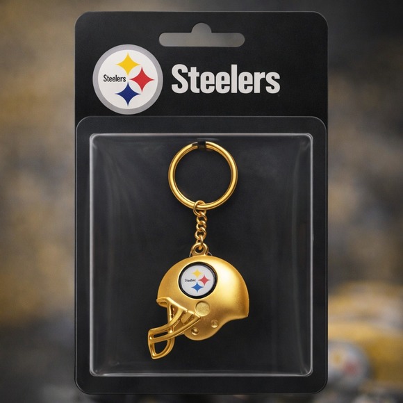 NFL Accessories - Pittsburgh Steelers NFL Football Helmet Keychain Gold Tone Fan Accessory New